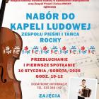  Plakat z zaproszeniem na przesłuchania do kapeli ZPiT Rochy 
